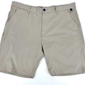 Halsey Sport H 44 Tan Pinstripe Stretch Performance Shorts Golf Mens Size 40